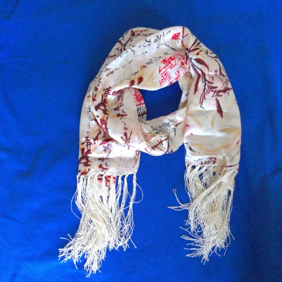 Accessories - Oriental scarf with fringe NWOT